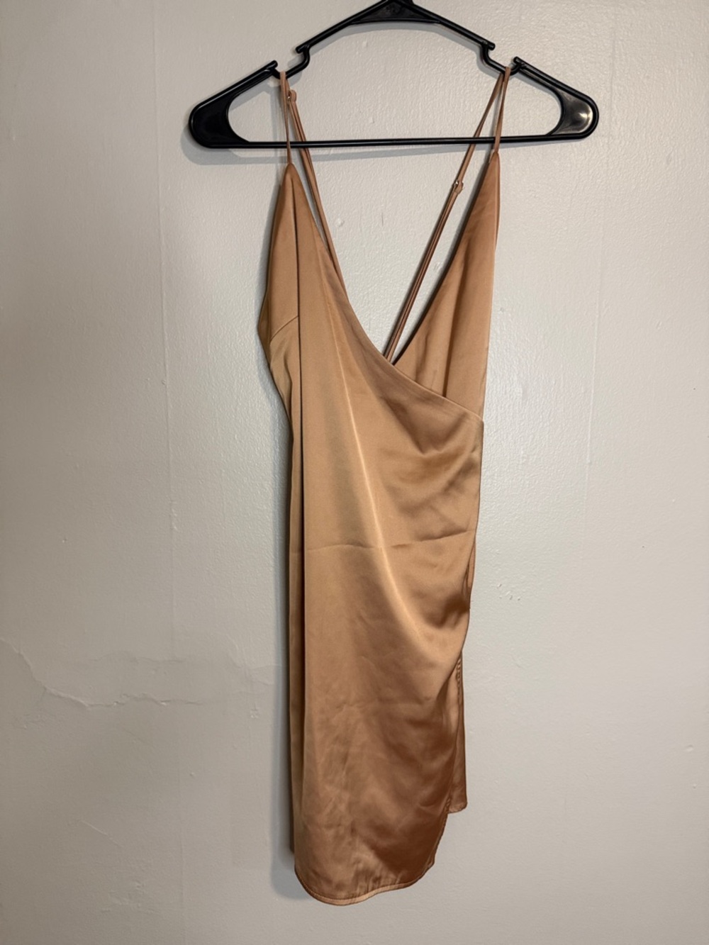 Cotton Candy Tan Satin Mini Slip Dress